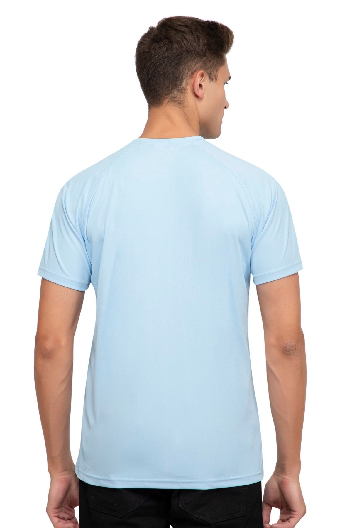 Sky Raglan Sleeves Solid Round Neck Dri Fit Men T-Shirt