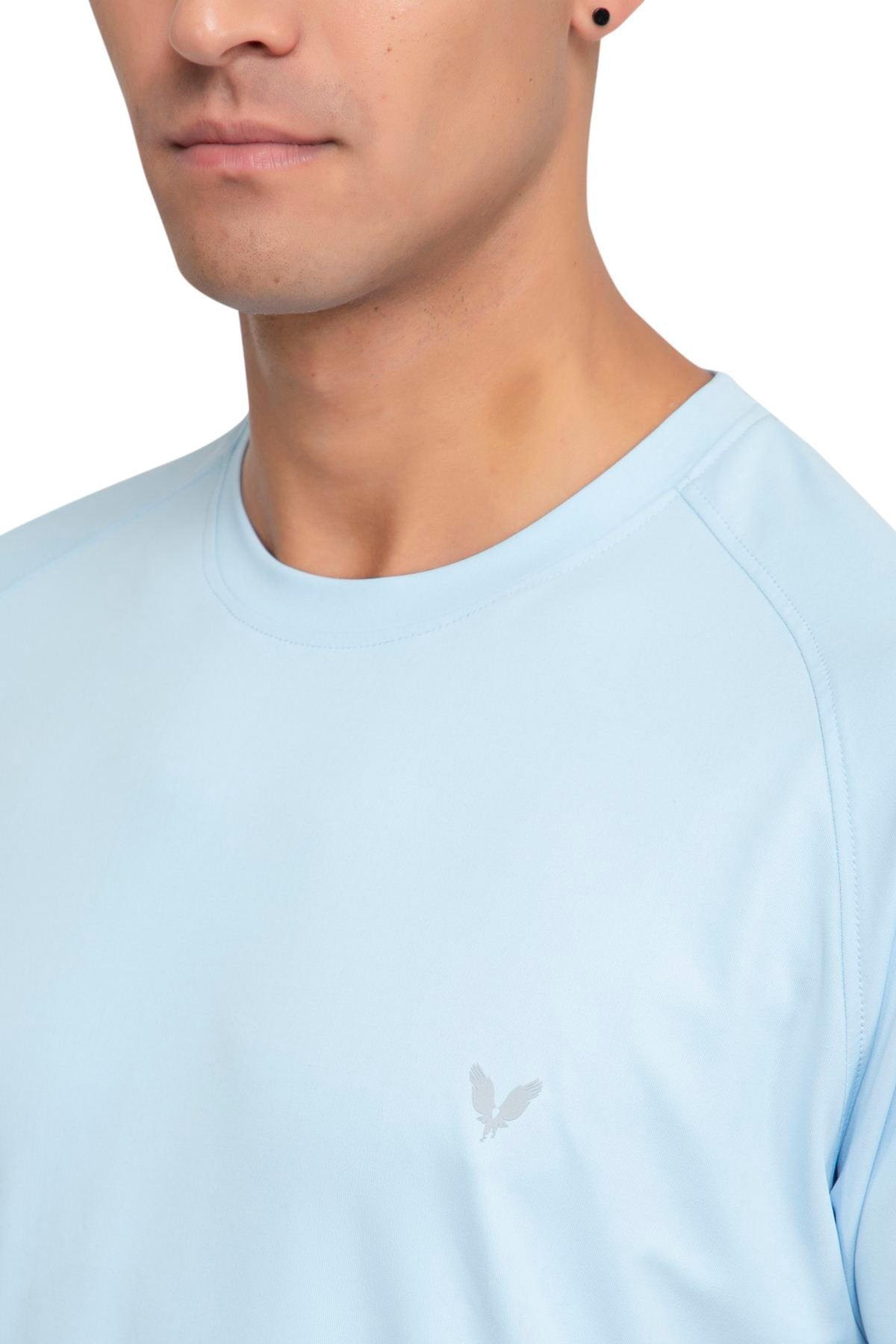 Sky Raglan Sleeves Solid Round Neck Dri Fit Men T-Shirt