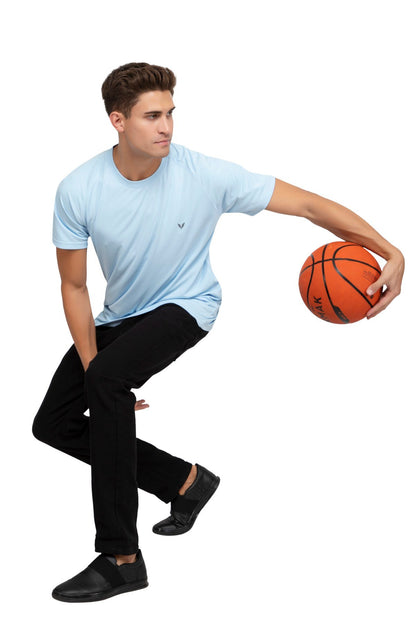 Sky Raglan Sleeves Solid Round Neck Dri Fit Men T-Shirt