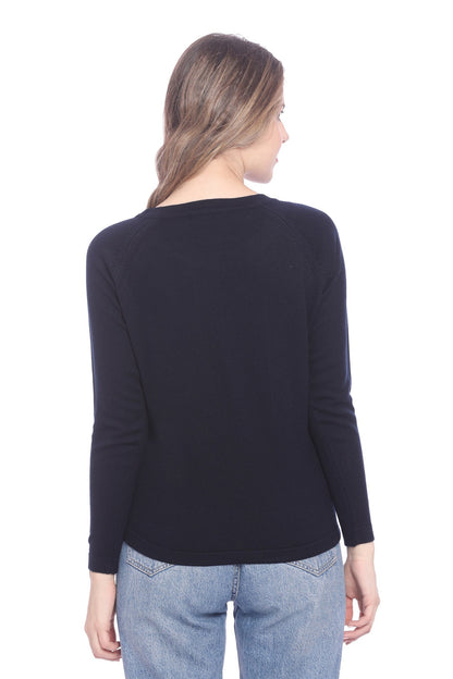 Navy Solid Raglan full Sleeve Sweater