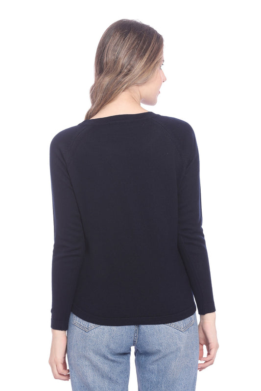 Navy Solid Raglan full Sleeve Sweater