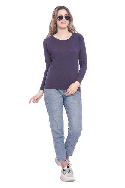 Mavue Solid Raglan full Sleeve Sweater