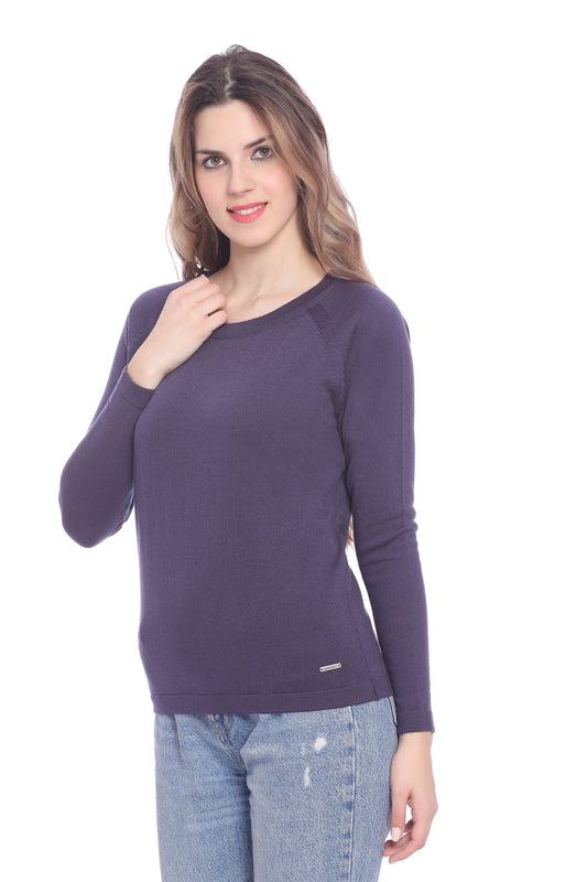 Mavue Solid Raglan full Sleeve Sweater