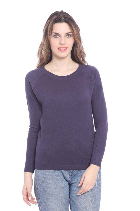 Mavue Solid Raglan full Sleeve Sweater