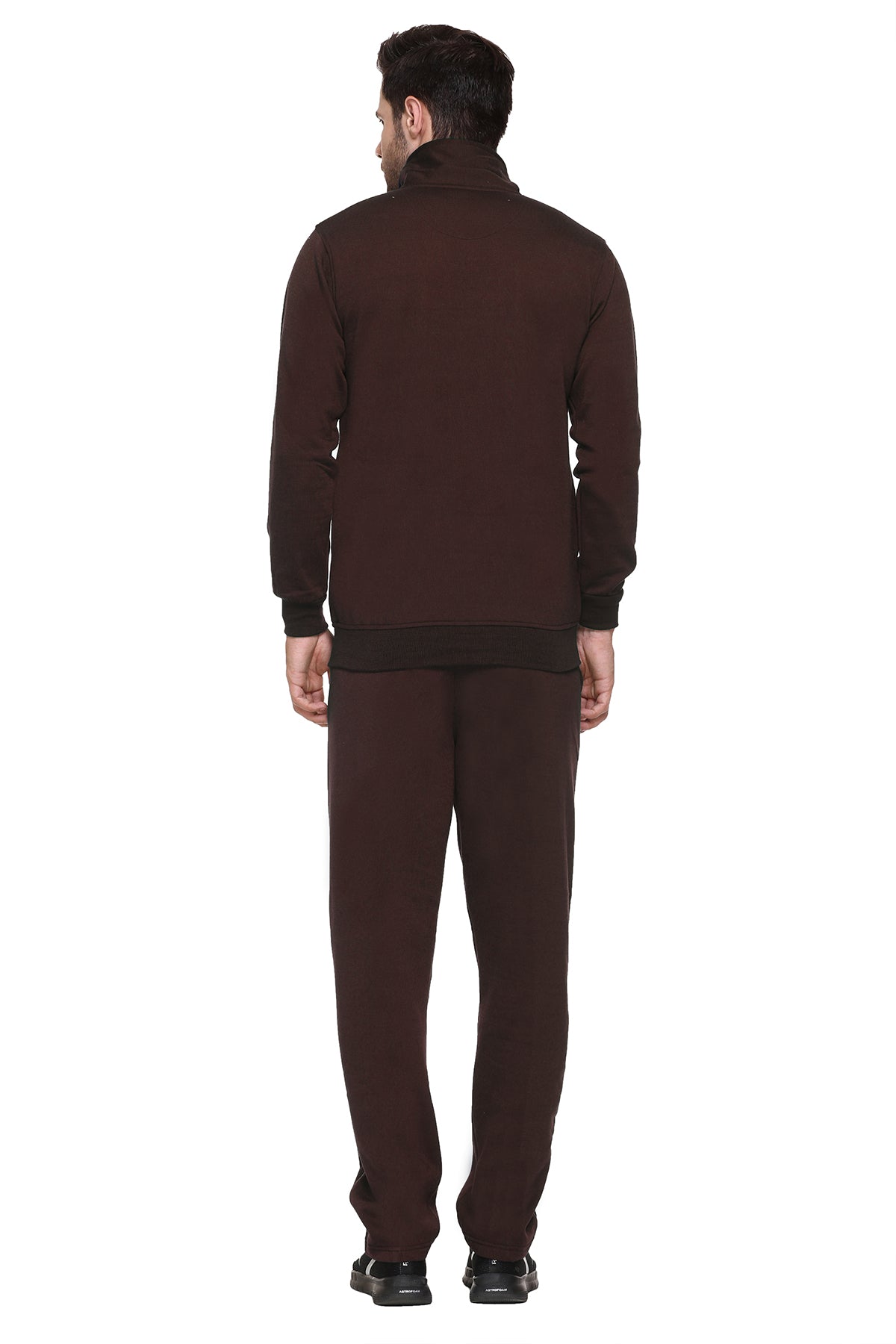 Coffee Cotton Fleece Winter Tracksuit For Men