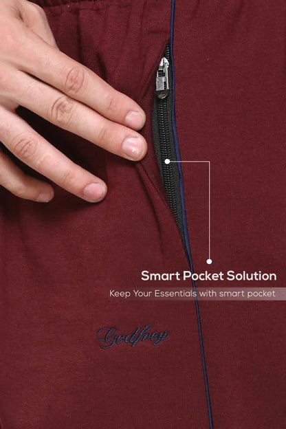 Maroon Cotton Fleece Winter Tracksuit For Men