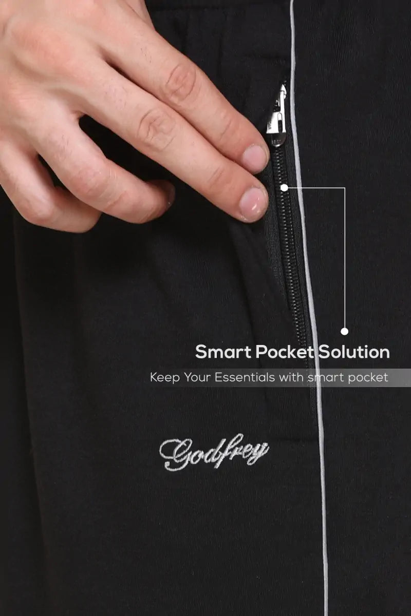 Black Cotton Fleece Winter Tracksuit For Men