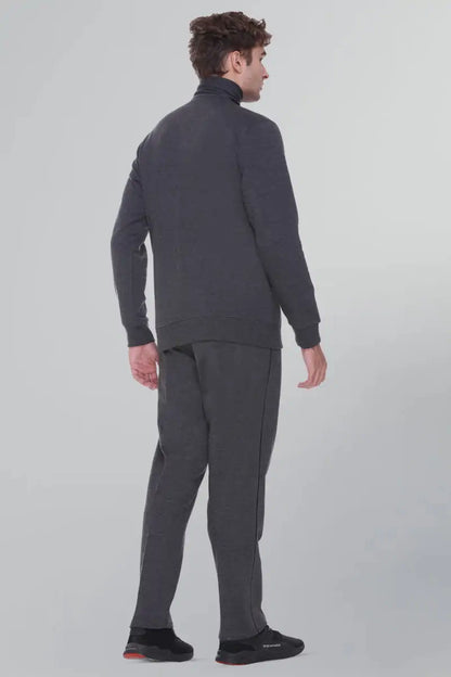 Charcoal Grey Cotton Fleece Winter Tracksuit For Men