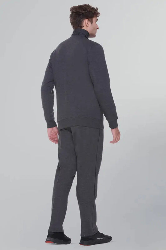Charcoal Grey Cotton Fleece Winter Tracksuit For Men