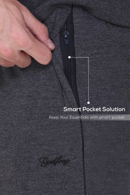 Charcoal Grey Cotton Fleece Winter Tracksuit For Men