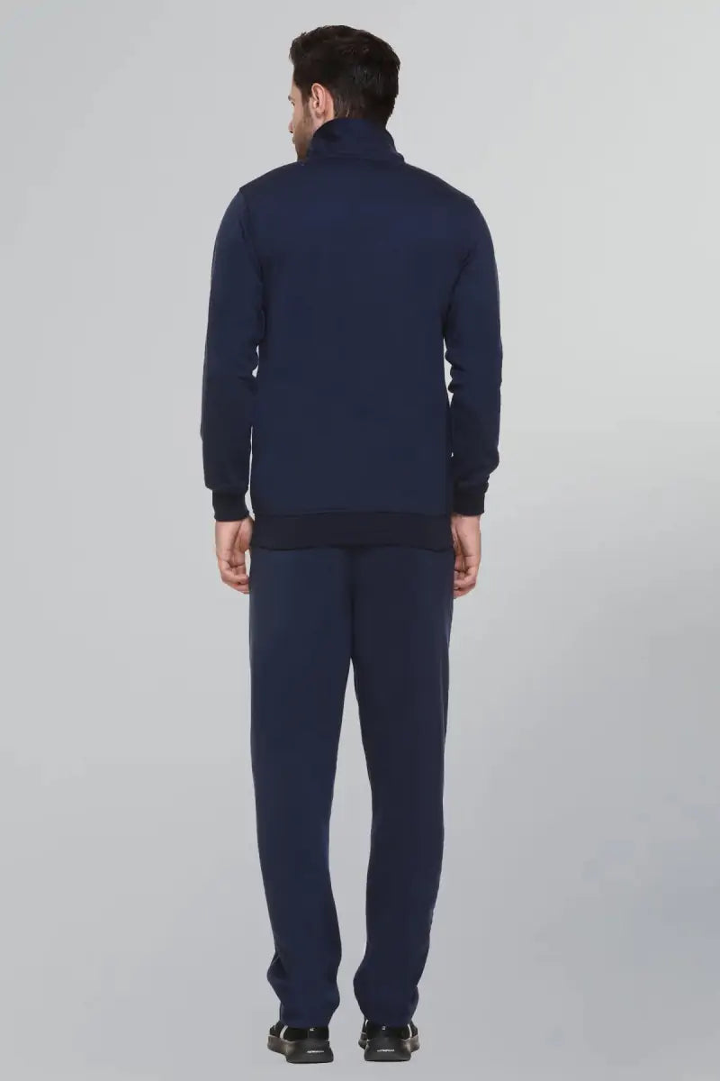 Navy Cotton Fleece Winter Tracksuit For Men