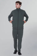 Peacock Teal Cotton Fleece Winter Tracksuit For Men