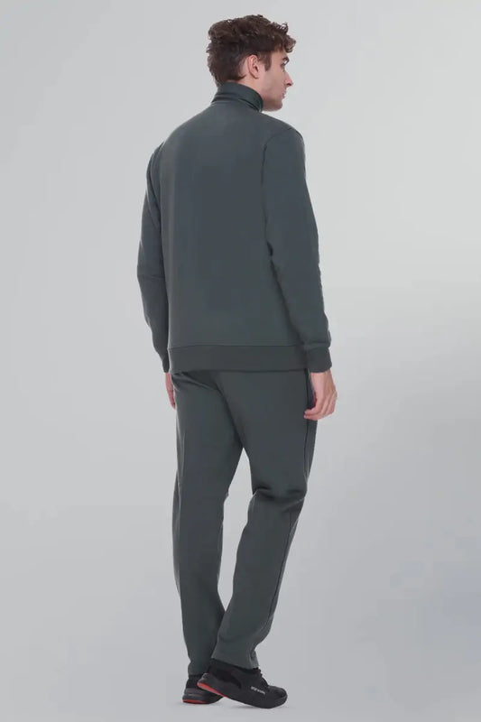 Peacock Teal Cotton Fleece Winter Tracksuit For Men