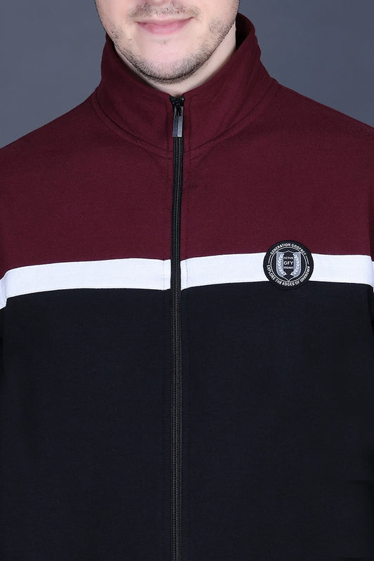 Black Cotton Fleece Winter Tracksuit For Men