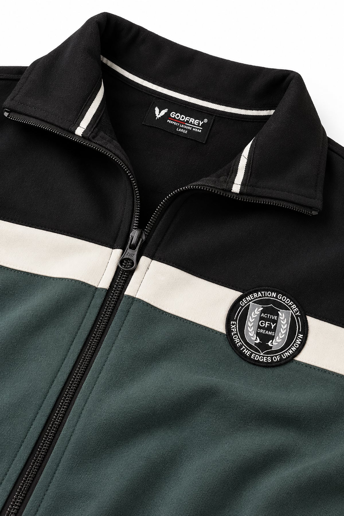 Pine Green Cotton Fleece Winter Tracksuit For Men