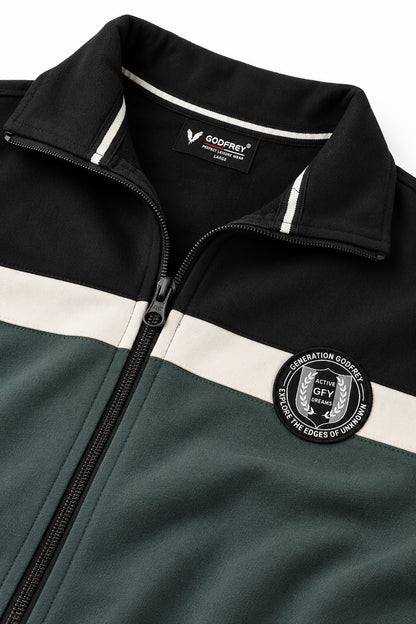 Pine Green Cotton Fleece Winter Tracksuit For Men