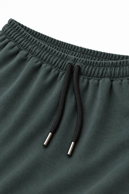 Pine Green Cotton Fleece Winter Tracksuit For Men