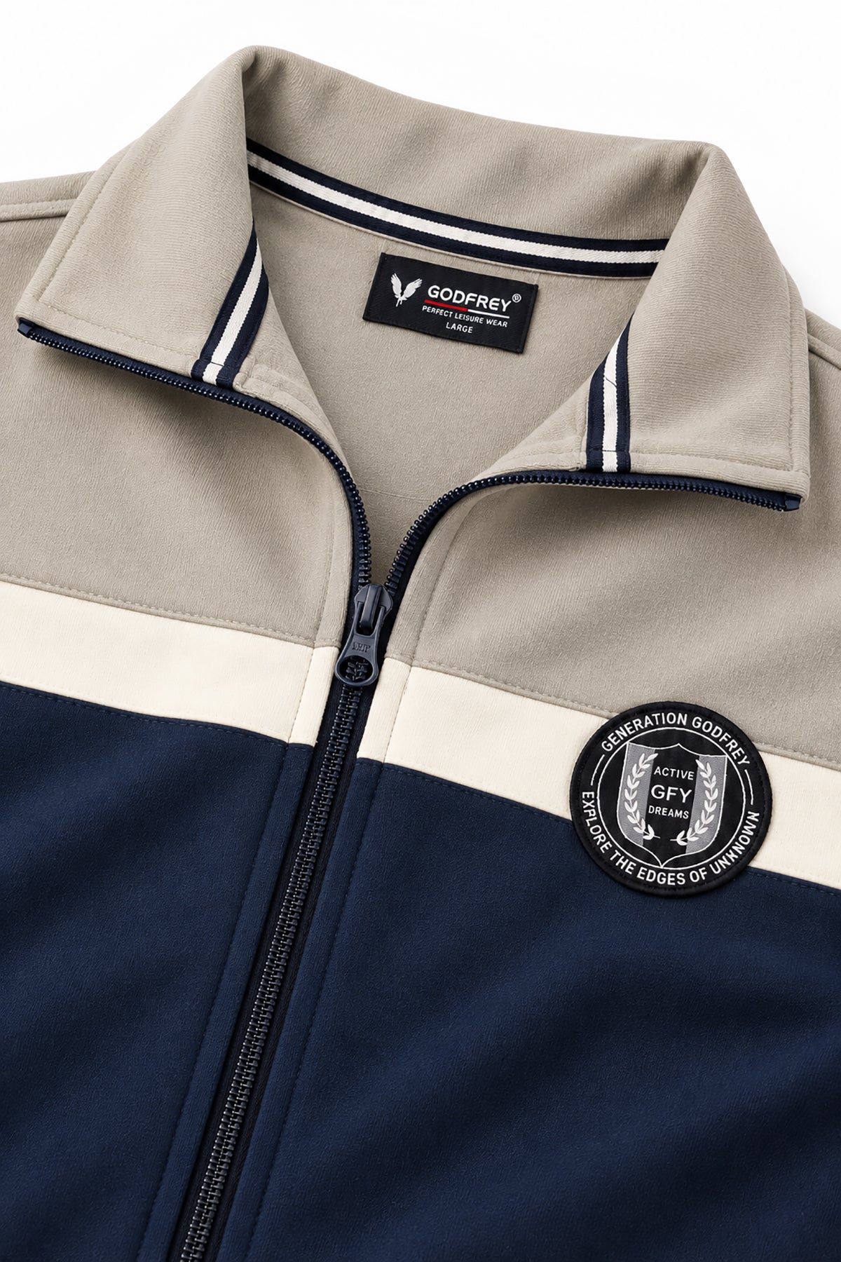 Navy Cotton Fleece Winter Tracksuit For Men