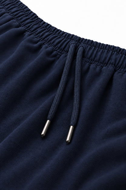 Navy Cotton Fleece Winter Tracksuit For Men