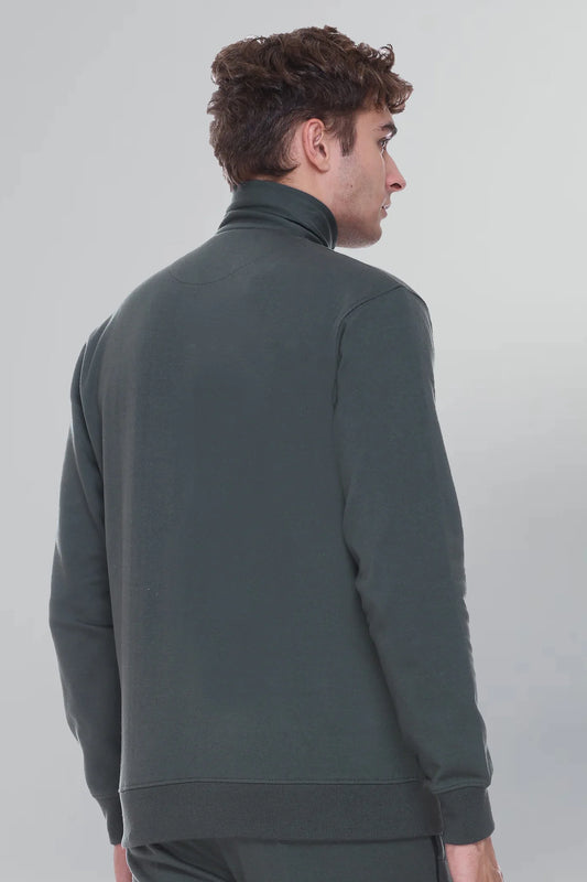 Peacock Green Cotton Fleece Full Sleeve Jacket Sweatshirt For Men