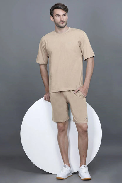 Beige Oversized Coord Sets men