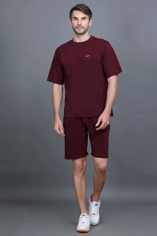 Burgundy Oversized Coord Sets Men