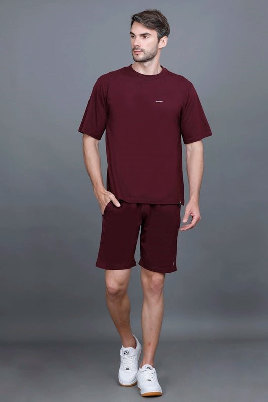 Burgundy Oversized Coord Sets Men