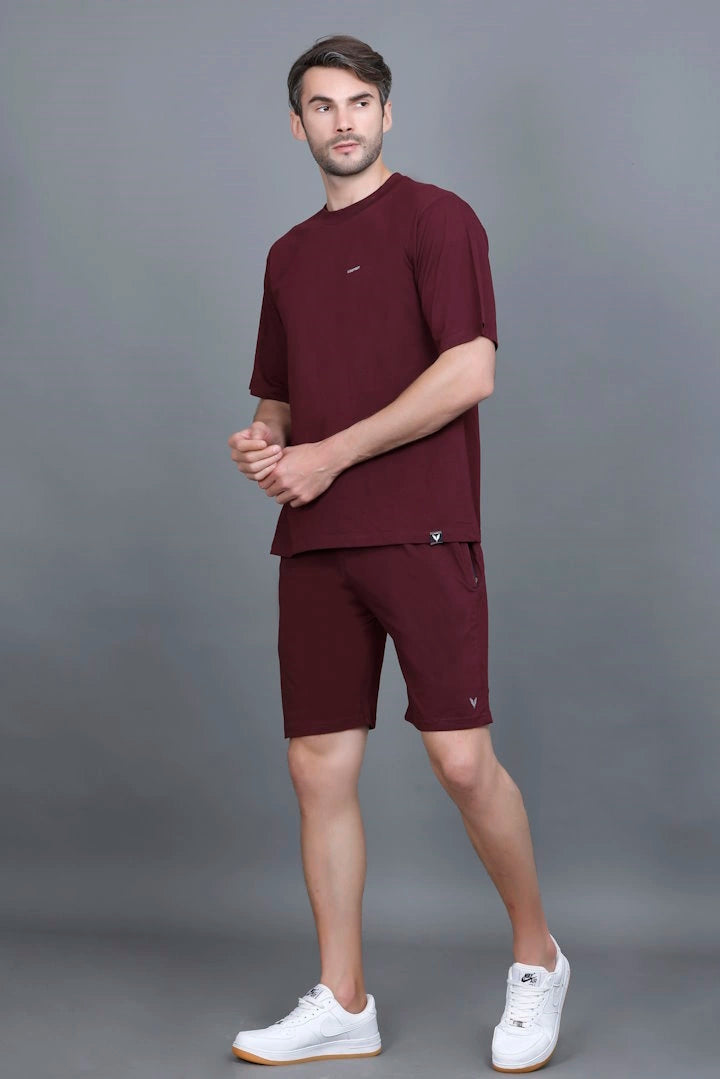 Burgundy Oversized Coord Sets Men