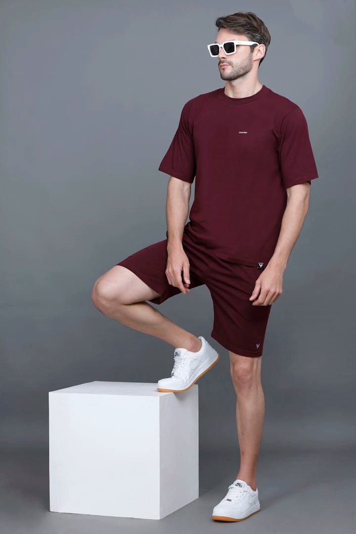 Burgundy Oversized Coord Sets Men
