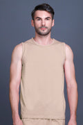 Beige Gym Vest Men Sleeveless T-Shirt