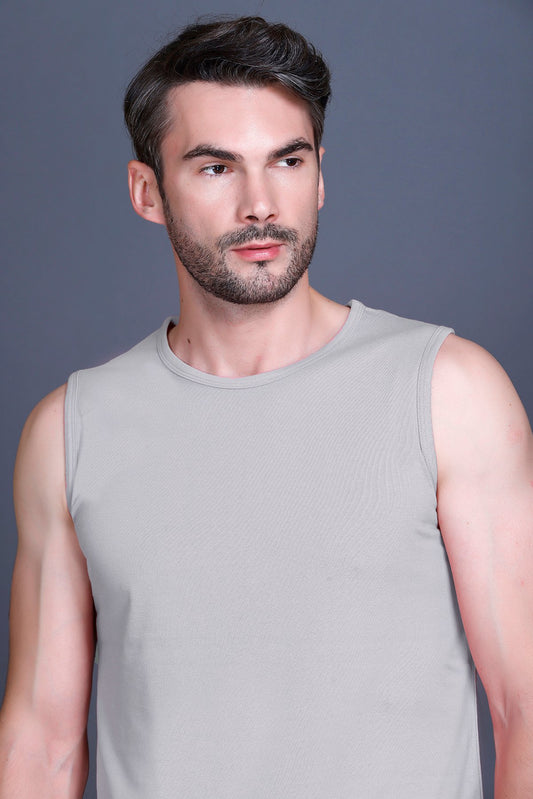 Light Grey Gym Vest Men Sleeveless T-Shirt