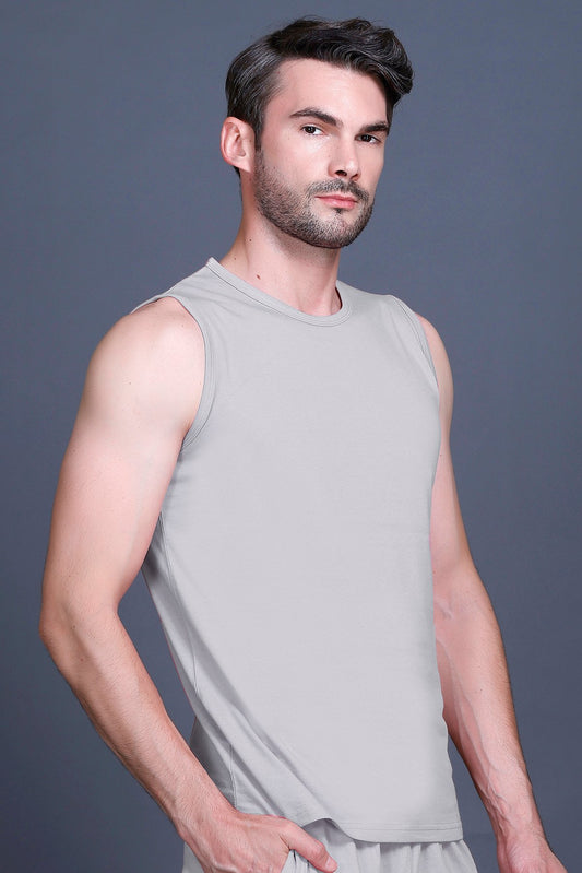 Light Grey Gym Vest Men Sleeveless T-Shirt