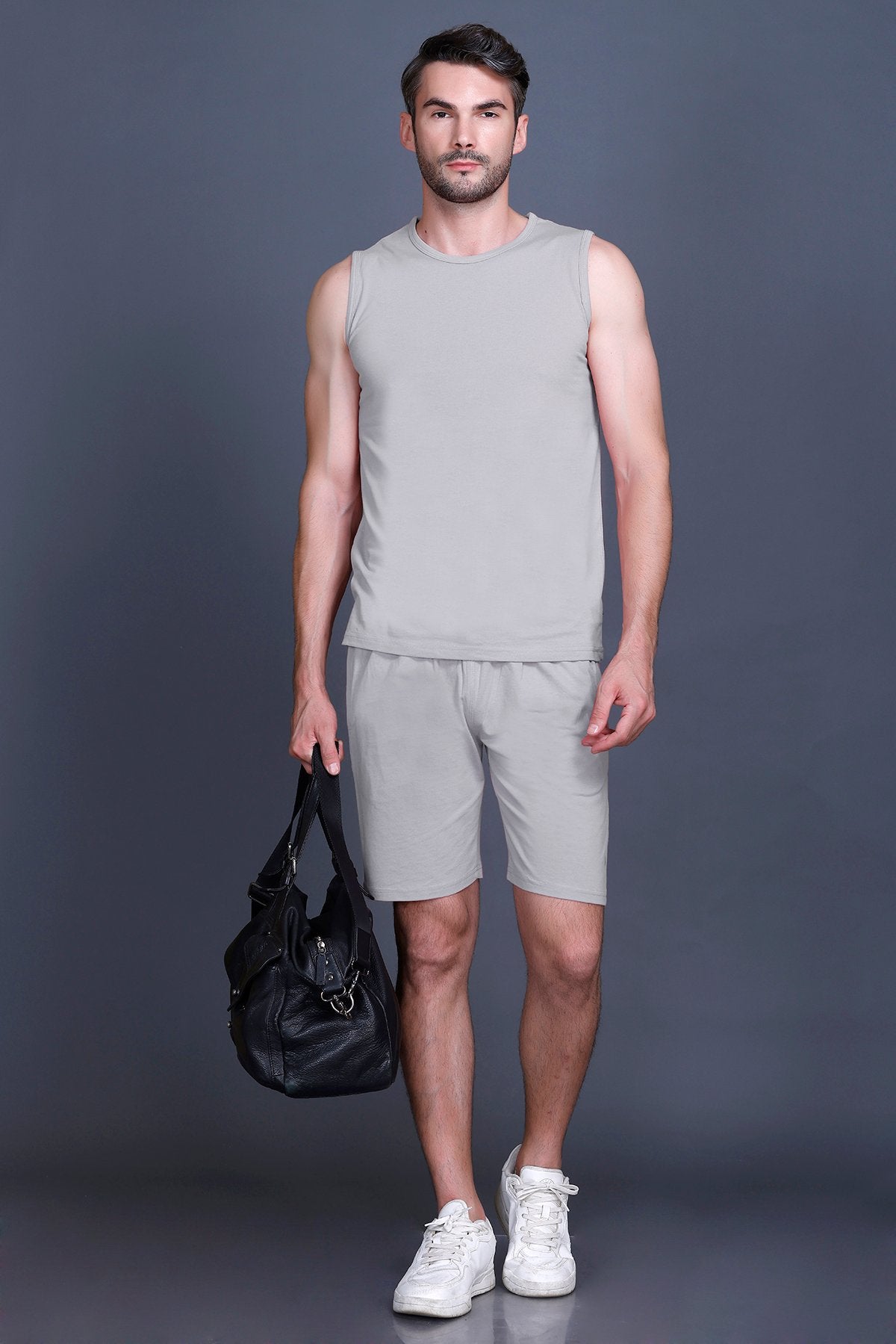 Light Grey Gym Vest Men Sleeveless T-Shirt