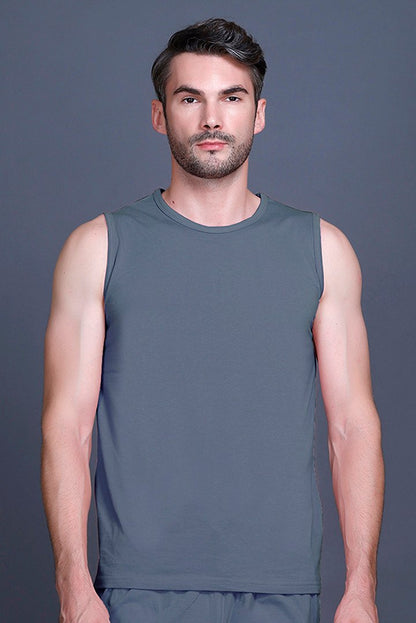Powder BlueGym Vest Men Sleeveless T-Shirt