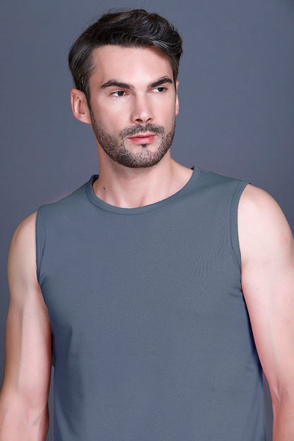 Powder BlueGym Vest Men Sleeveless T-Shirt