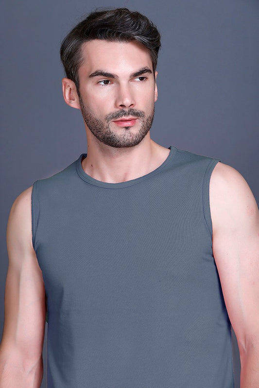 Powder BlueGym Vest Men Sleeveless T-Shirt