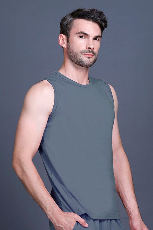 Powder BlueGym Vest Men Sleeveless T-Shirt
