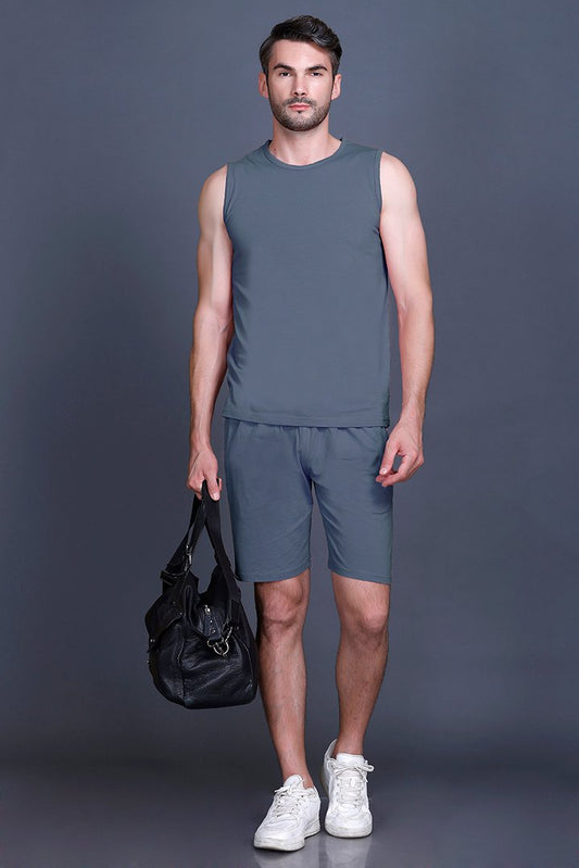 Powder BlueGym Vest Men Sleeveless T-Shirt