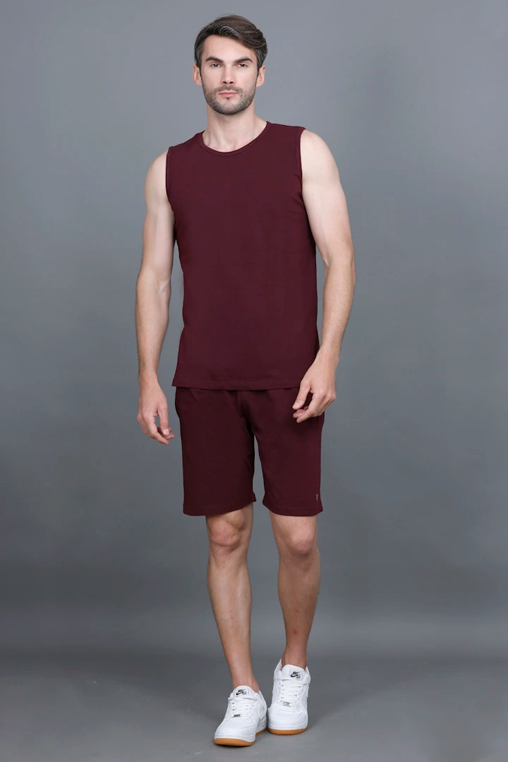 Burgundy Coord Sets Men Sando Set