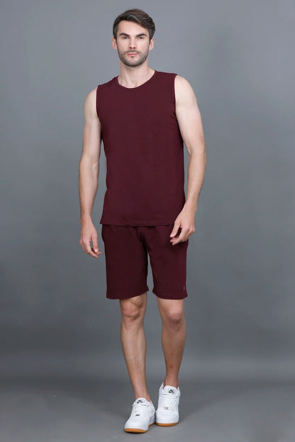 Burgundy Coord Sets Men Sando Set