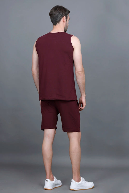 Burgundy Coord Sets Men Sando Set