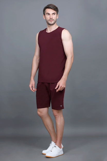 Burgundy Coord Sets Men Sando Set