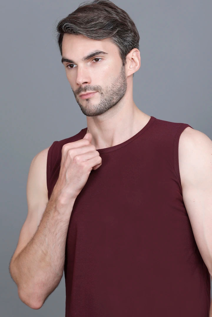 Burgundy Coord Sets Men Sando Set