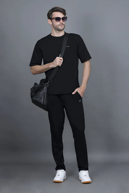 Black Solid Cotton Pyjama For Men
