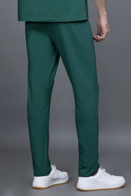 Turquoise Solid  cotton Track pants Men