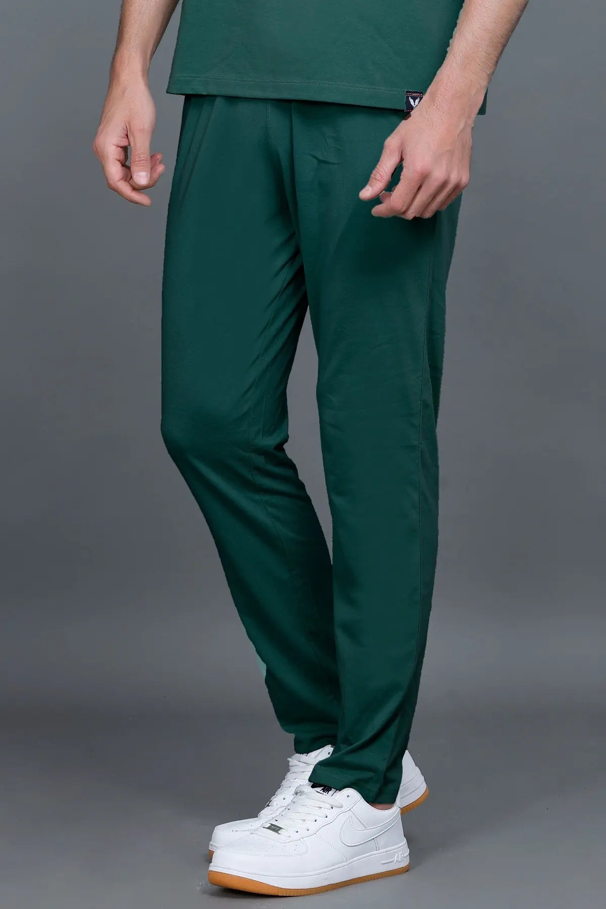 Turquoise Solid  cotton Track pants Men