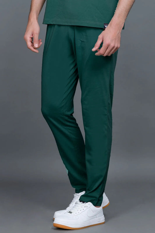 Turquoise Solid  cotton Track pants Men