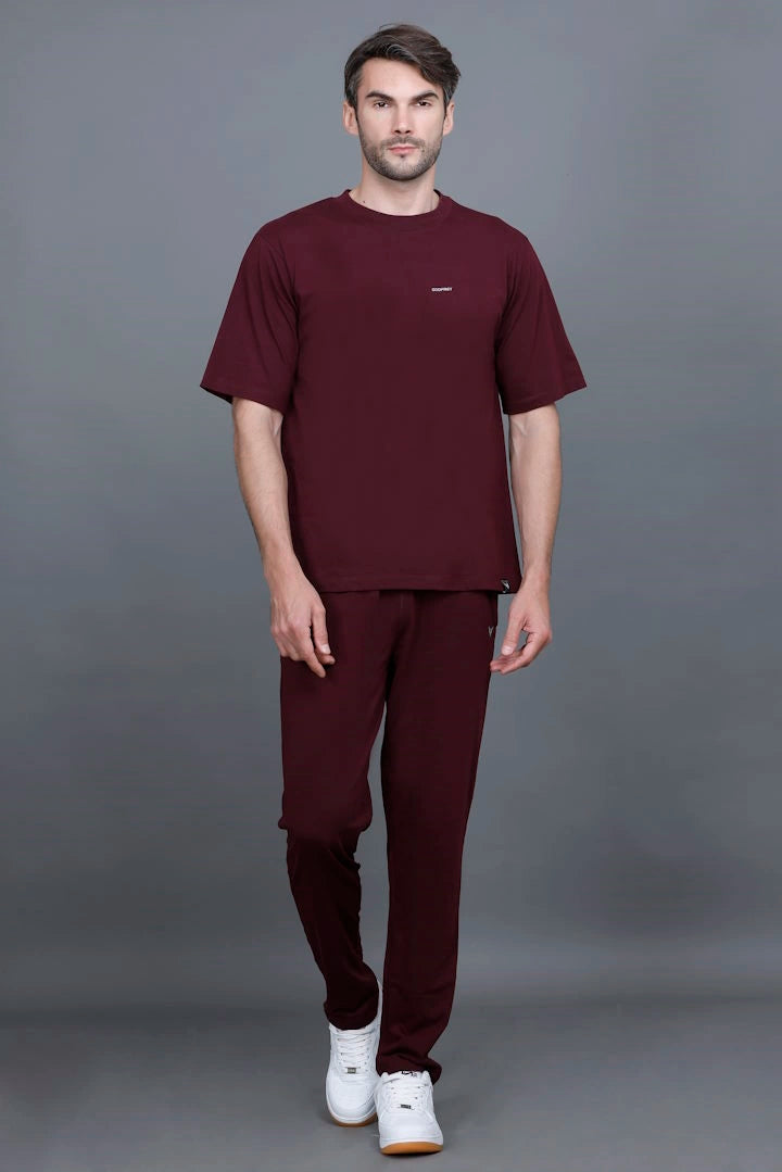 Burgundy Oversized Coord Sets men