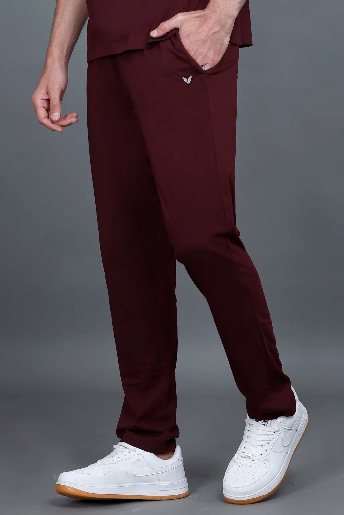 Burgundy Solid Gym Lower for Men
