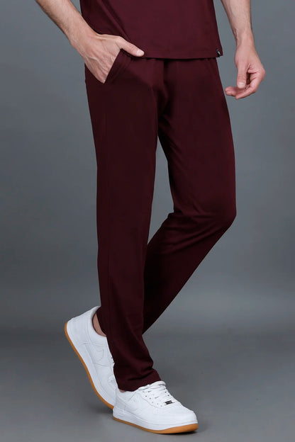Burgundy Solid Gym Lower for Men